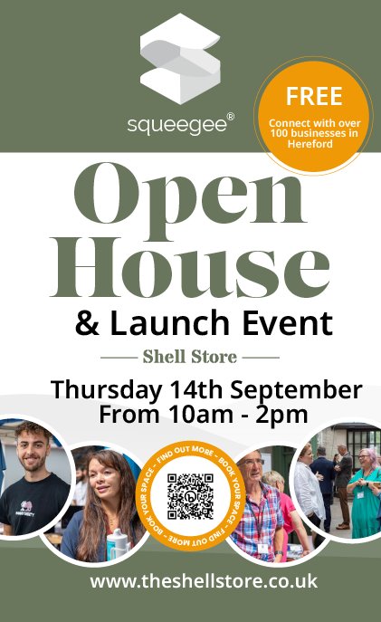 Come along to this brand new space @shellstoreheref at their launch event on Thursday between 10am and 2pm
We'll be there with lots of other Herefordshire businesses 
#networking 
#launchevent
#coworkingspace
#herefordshire 
#squeegee