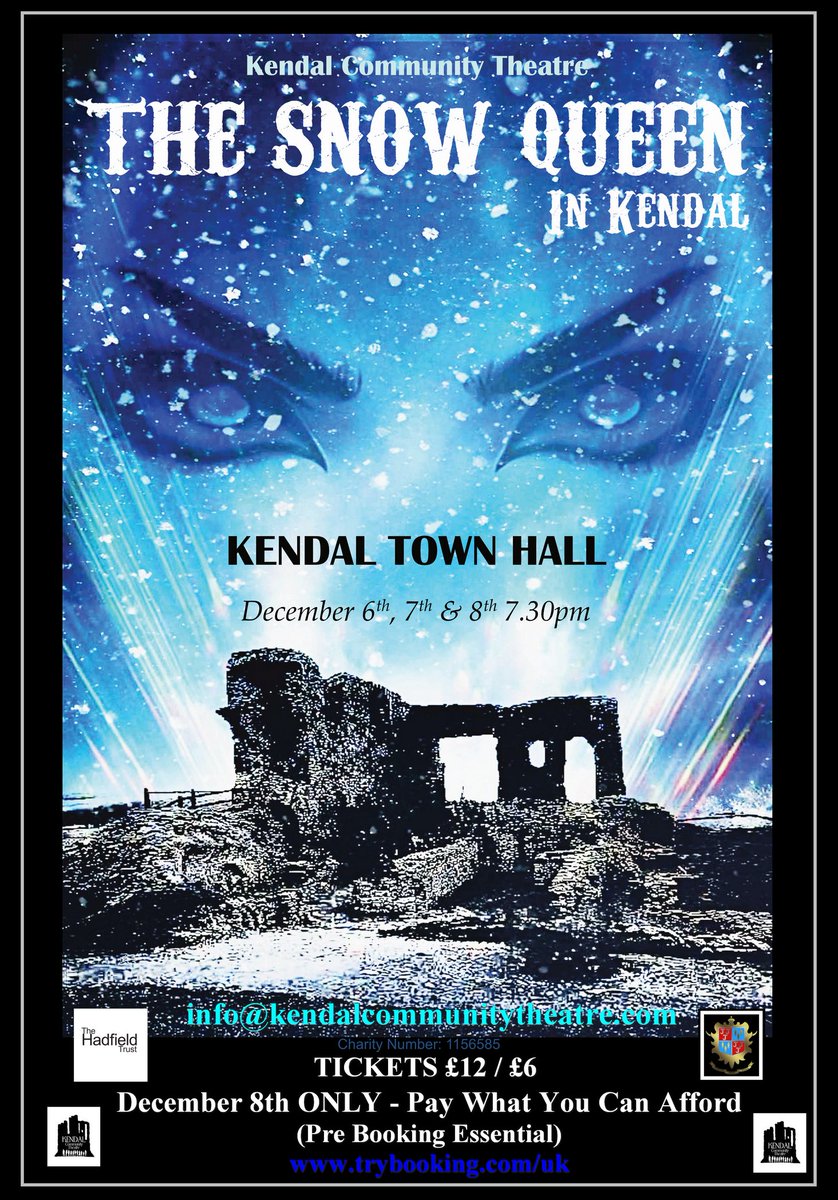 Tickets on sale for 'The Snow Queen in Kendal'  Look out for our special Family Ticket Offer and our Thursday 'Pay What You Can Afford' night. Book now  trybooking.com/uk/CQJW