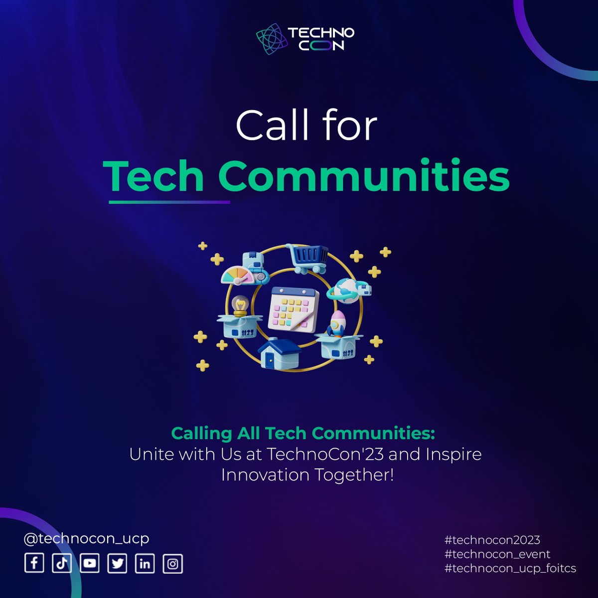 Technocon_ucp's tweet photo. Calling All Tech Communities 📣

We extend a formal invitation to tech communities far and wide to unite with us at TechnoCon'23. Your presence will make a significant impact! Let's ignite the flames of innovation together! 🔥

🗓️ Date: October 3rd - 7th https://t.co/FlspNgIJ6A
