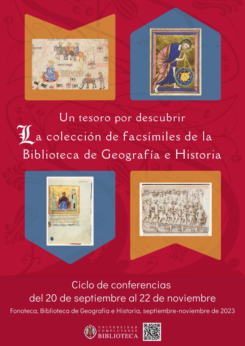 libromedieval's tweet photo. La Biblioteca de Geografía e Historia de la
@UCM_fghis organiza un ciclo de conferencias para la puesta en valor de su rica colección de facsímiles. Los miércoles del 20 de septiembre al 22 de noviembre. Info y programa 👉🏻https://t.co/PUJrQSbi1O https://t.co/NGkEv6tivE