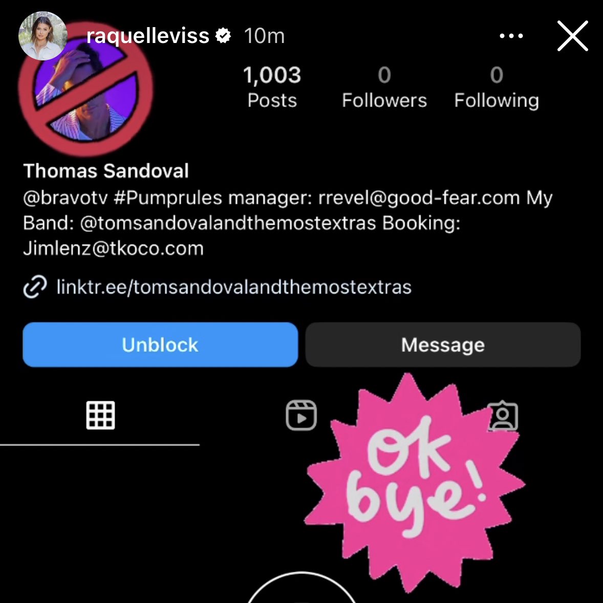 After Sandoval wished Rachel a Happy Birthday on IG, Rache blocked his ass 💀🤭 #PumpRules