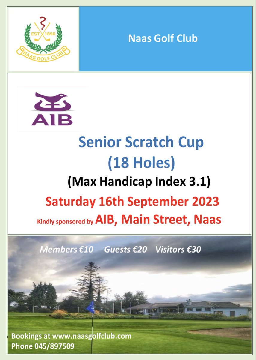 Naas Senior Scratch Cup in on this coming Saturday. Limited spaces available 🏆⛳️🏌️‍♂️@ScratchCups @OpenGolfIreland @amateur_info @IrishGolferMag