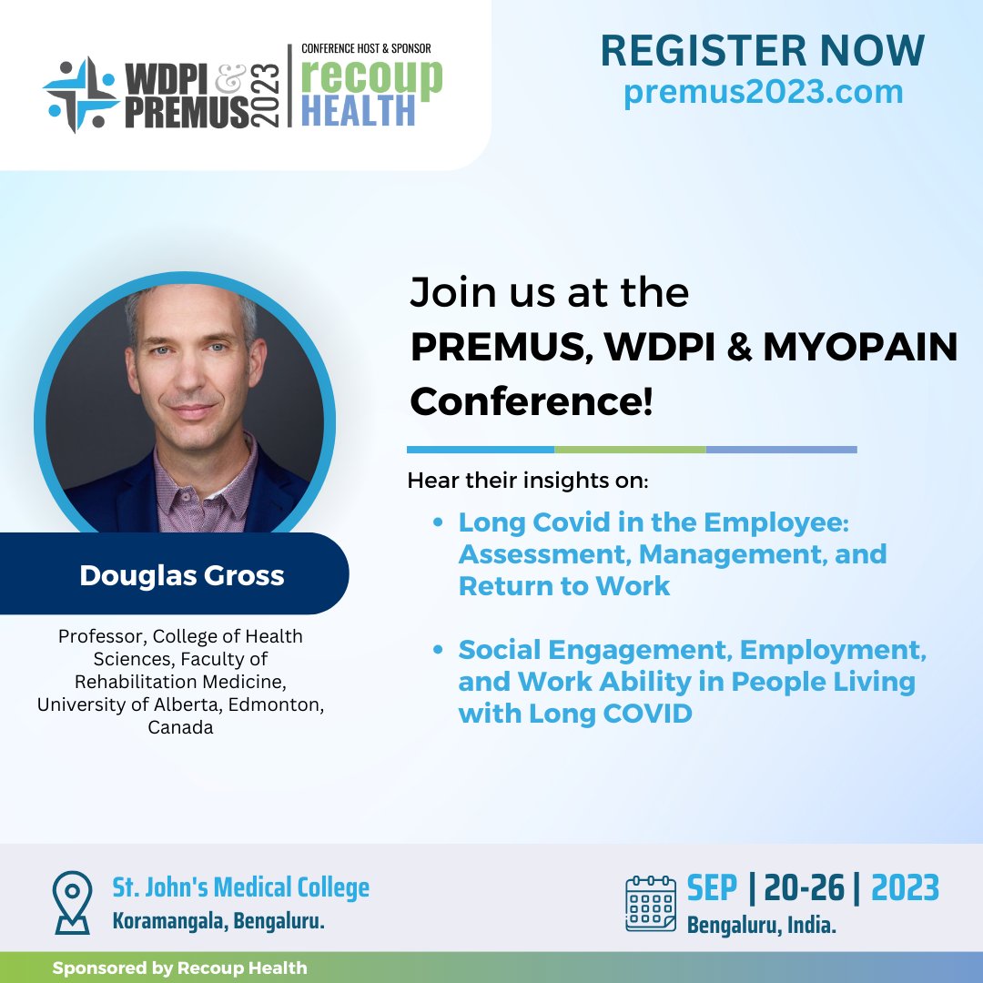 Premus_2023's tweet photo. Register @ USD 100! https://t.co/PHVsodEdw8 

Join us at PREMUS, WDPI, &amp; MYOPAIN Conference to explore how Long Covid has impacted the working class and beyond. Check out thought-provoking sessions with our experts, who’ll shed light on critical aspects of this condition. https://t.co/0o9z0Lsn4q