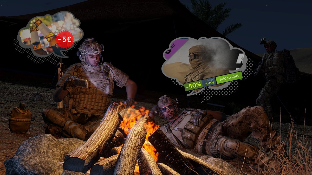 The #Arma3 10th Anniversary Sale is here, and our Western Sahara CDLC is discounted with 50%! 🎉 How will you spend this evening with your friends?! 🐪🐪🐪☀️ store.steampowered.com/app/1681170/Ar… #armaplatform