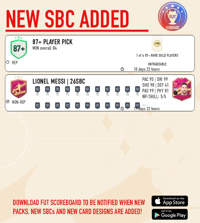 Fut Scoreboard on X: 🧩 NEW SBC ADDED 🧩  / X