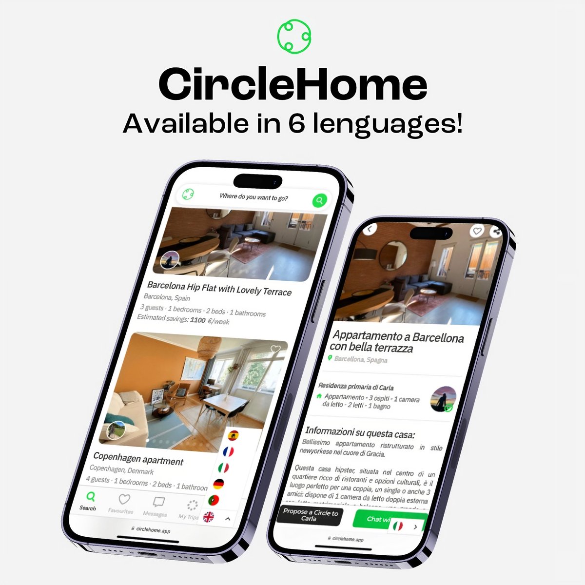 circlehome_app's tweet photo. CircleHome is now available in 6 languages! 🇺🇸🇪🇸🇫🇷🇮🇹🇩🇪🇵🇹 https://t.co/kSNZJeW133