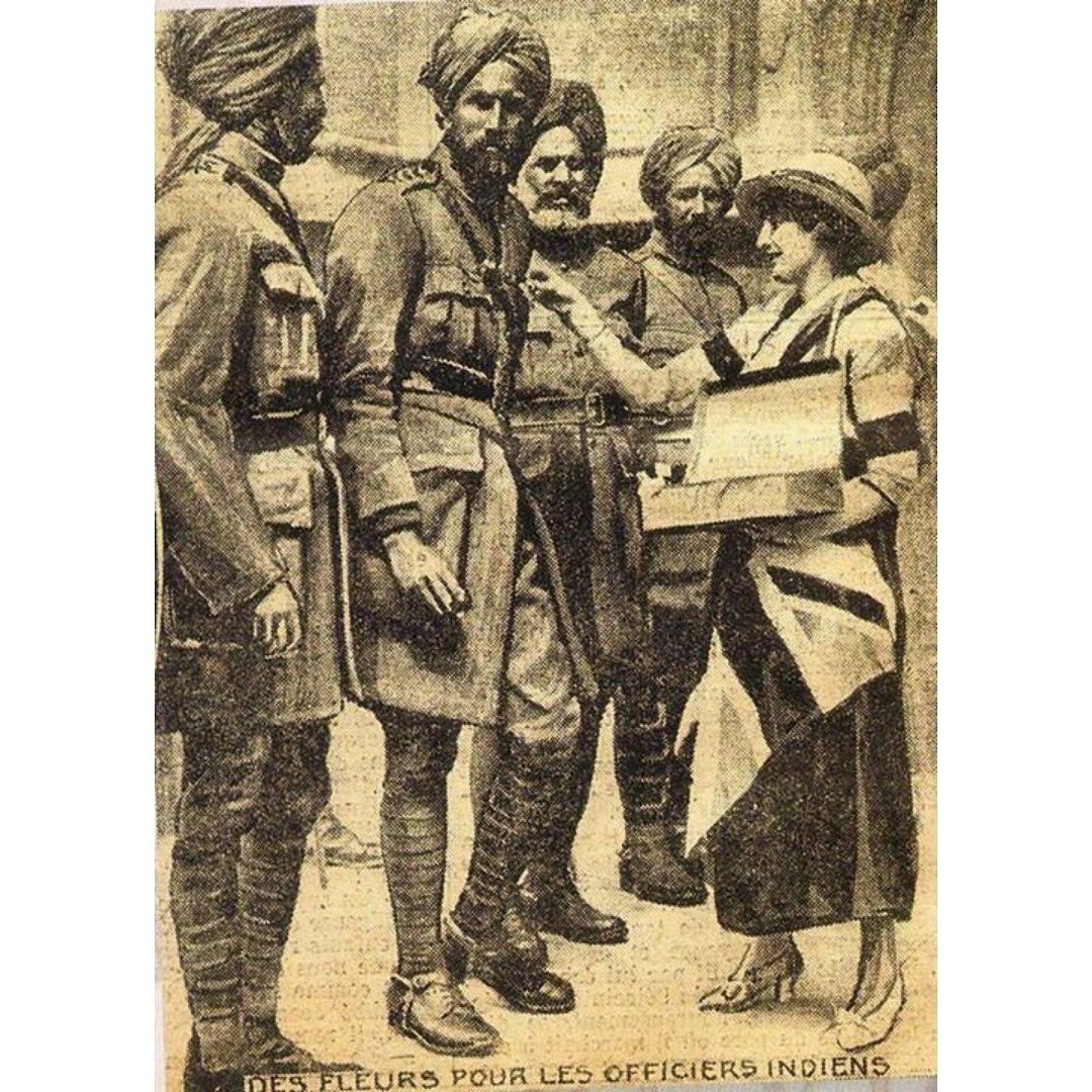 RamblingSingh's tweet photo. A French postcard from WWI, circa. 1917.⠀ ⠀ 

'Flowers for Sikh soldiers'⠀ https://t.co/LIw6dwlajO