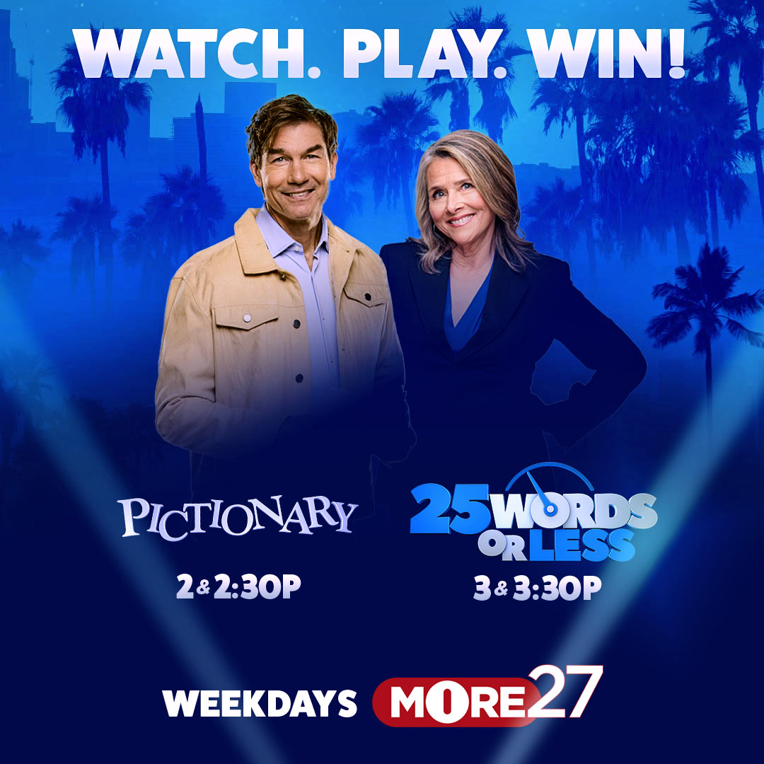 MORE27KDFI's tweet image. It’s PREMIERE WEEK for our 2 favorite game shows @25WordsorLessTV &amp;amp; @PictionaryonTV! Get ready for impossible odds, hilarious guesses and a chance for YOU to WIN prizes daily! Watch, Play and Win TODAY!  #25wordsorless #pictionary #foxfirstrun #meredithvieira #jerryoconnell