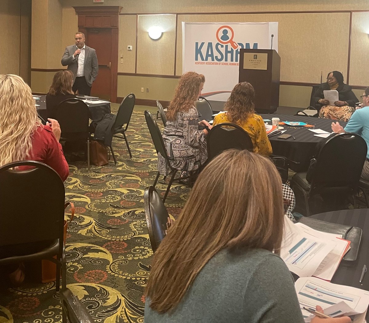KASHRM_'s tweet photo. KDE’s Dr. Byron Darnall, Renee Scott &amp; Todd Davis providing updates to KASHRM attendees today. #2023KASHRMConference https://t.co/VBbkTpMAxB