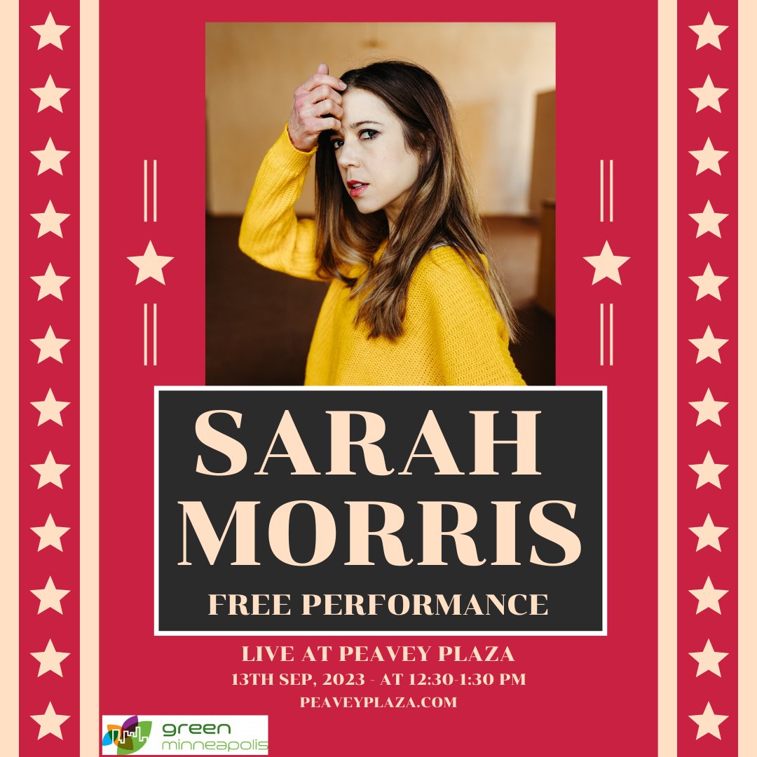 This Wednesday at Peavey Plaza from 12:30-1:30 PM, Green Minneapolis will be featuring Sarah Morris as part of our weekly MNSpin artist showcase!

#greenminneapolis
#peaveyplaza
#mnspin