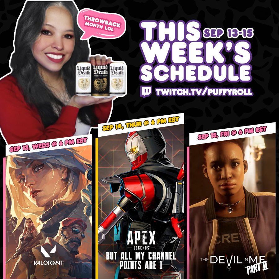 ‼️this is what’s happening on stream this week twitch.tv/puffyroll