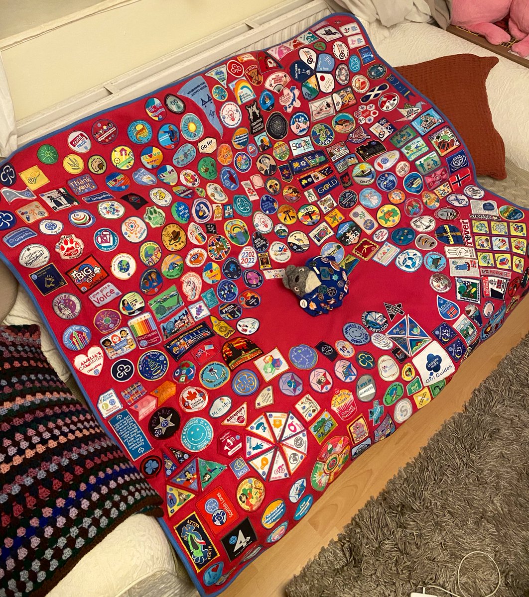 jeanoberlander_'s tweet photo. Updated my camp blanket with all of 2023 adventures, @wagggsworld 100 Girls Project/Juliette Low Seminar, @ukintguides GOLD Madagascar, @FoxleaseTAC Wellies swaps!! A nearly full reminder of my decade of volunteering with @Girlguiding 🥹🌷🙏🏻 &amp; Totoro rocking a new badge poncho!! https://t.co/c1u6efz0Qc