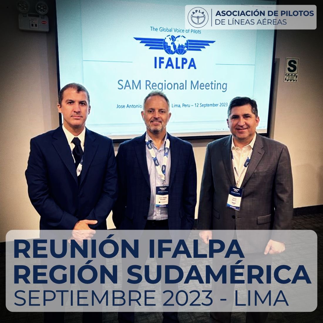 aplapilotos's tweet photo. APLA presente en la reunión anual de la región Sudamérica de @IFALPA en Lima, donde expusimos sobre la situación de los/las pilotos argentinos y tratamos las problemáticas comunes junto a nuestros/as colegas de la región.
#somosapla #pilotsolidarity https://t.co/MV4o80kTfh