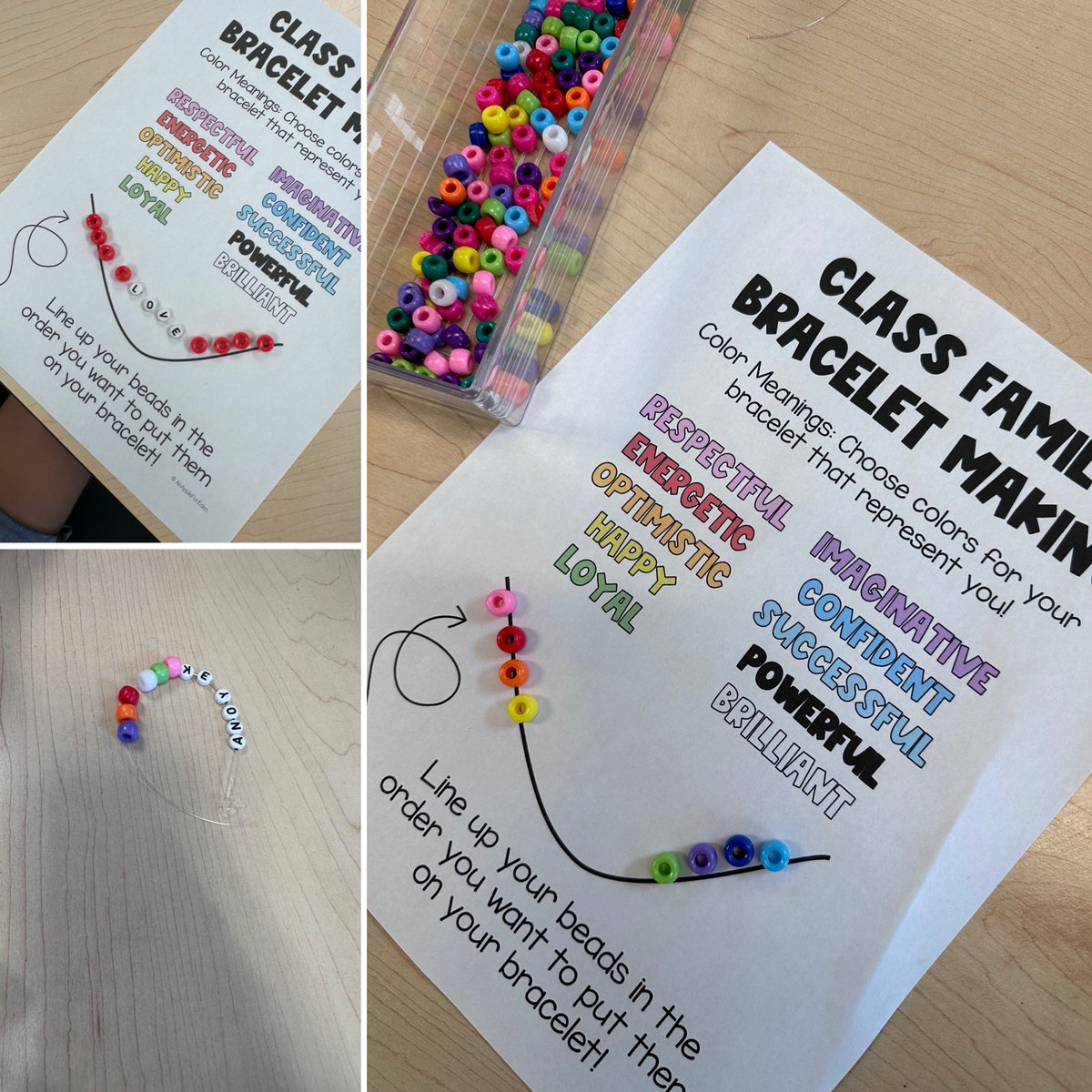 MrsCaringi's tweet photo. We read #ourclassisafamily and created our own friendship bracelets to represent that we are a family. Ss chose colours that represent a different attribute that is brought into the classroom. 💛🧡💜@St_EVAN_Caledon https://t.co/JbyqnwdosG