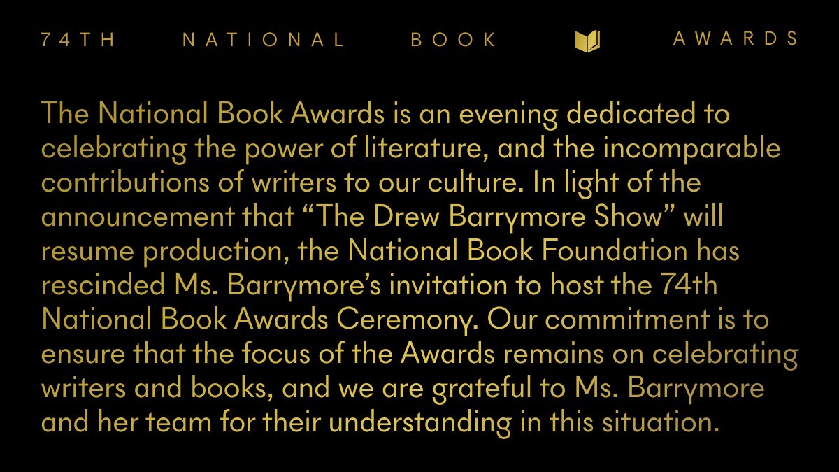 An update on the host of the 2023 National Book Awards.