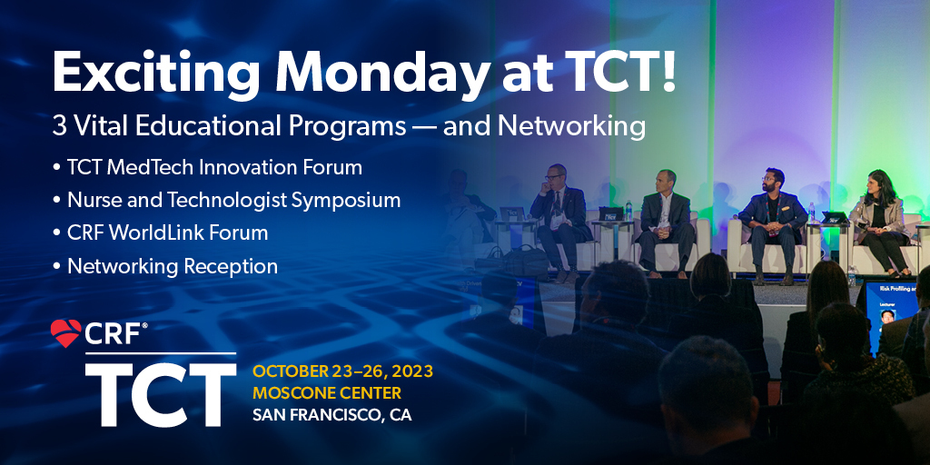 Mark your calendar for Monday, October 23rd as we kickstart #TCT2023 with three dynamic programs! It's a day where #innovation shines, education empowers, and networking unites us as a community.💡📚 🌎🤝 tct2023.crfconnect.com #CardioTwitter #CardioEd #CardioResearch