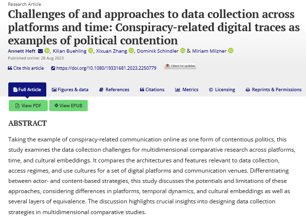 🔓Open Access 🔓

NEW PUB:
This study examines the challenges for multidimensional comparative research, accounting for differences in platforms, time, and cultural embeddings.

By: Drs. <a href="/akheft/">A. Heft</a>, @buehl_k, Zhang, Schindler, &amp; <a href="/milzner/">Miriam Milzner</a> 

tandfonline.com/doi/full/10.10…