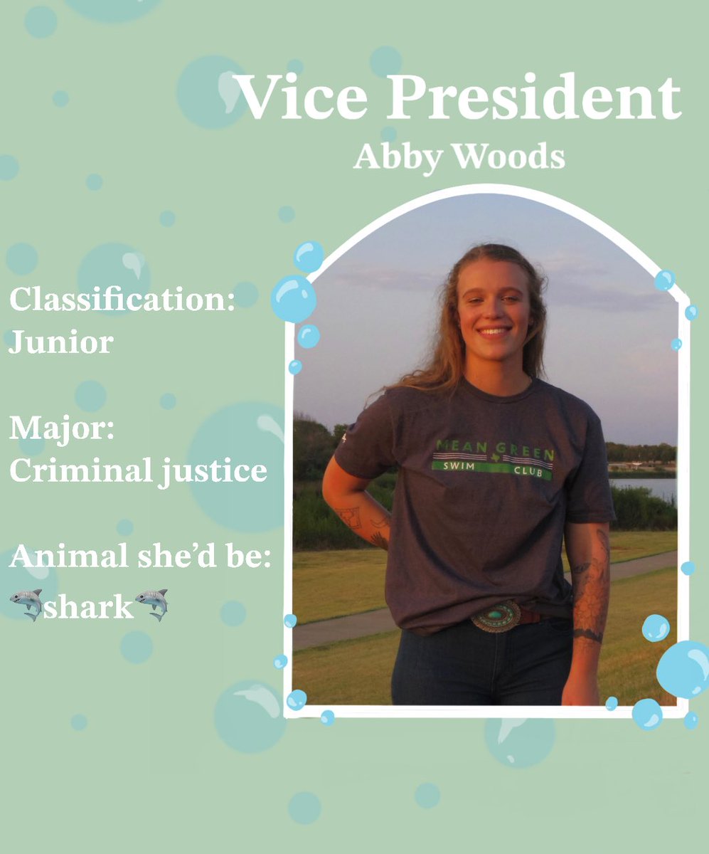 UNTSWIMCLUB's tweet photo. ✨Meet your swim club officer✨Your Vice President for fall 2023 is, Abby! https://t.co/U7jSBF863L