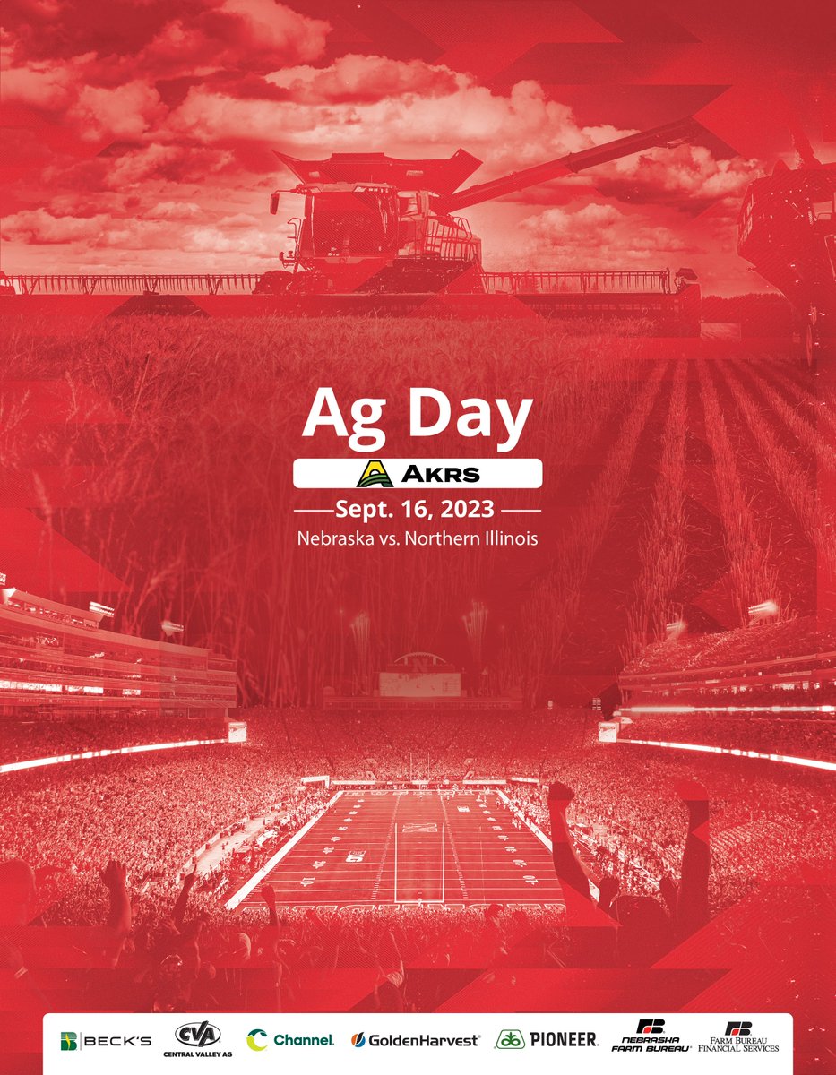 Huskers's tweet photo. This Saturday in Memorial Stadium, we're celebrating the very foundation of Husker Athletics: Agriculture 🌽

To celebrate Ag Day, we want to hear from you.

If you have a family member or friend that Bleeds Red & works in the ag industry, submit a video below shouting them out & you may see it on the big screen Saturday!