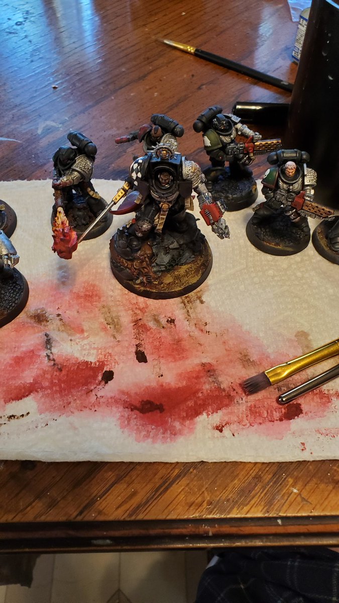 RhydonH's tweet photo. #HobbyStreak Day 35, mostly work on the Captain but I touched up the bases for the others too!
#Warhammer40k #Warhammer #WarhammerCommunity #Deathwatch #AdeptusAstartes #Astartes #SpaceMarines #TerminatorCaptain https://t.co/n2JCcXa6IV