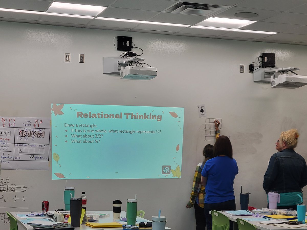 JoleneCasteel19's tweet photo. Fractions, decimals, percents! Oh, my! 6th grade institute with math routines and problem strings to activate background knowledge & introduce equivalent rational numbers. Thanks @MMStutts11 for a GREAT day of learning & thinking!!! #kisdsecmath https://t.co/QTwQzNaJRn