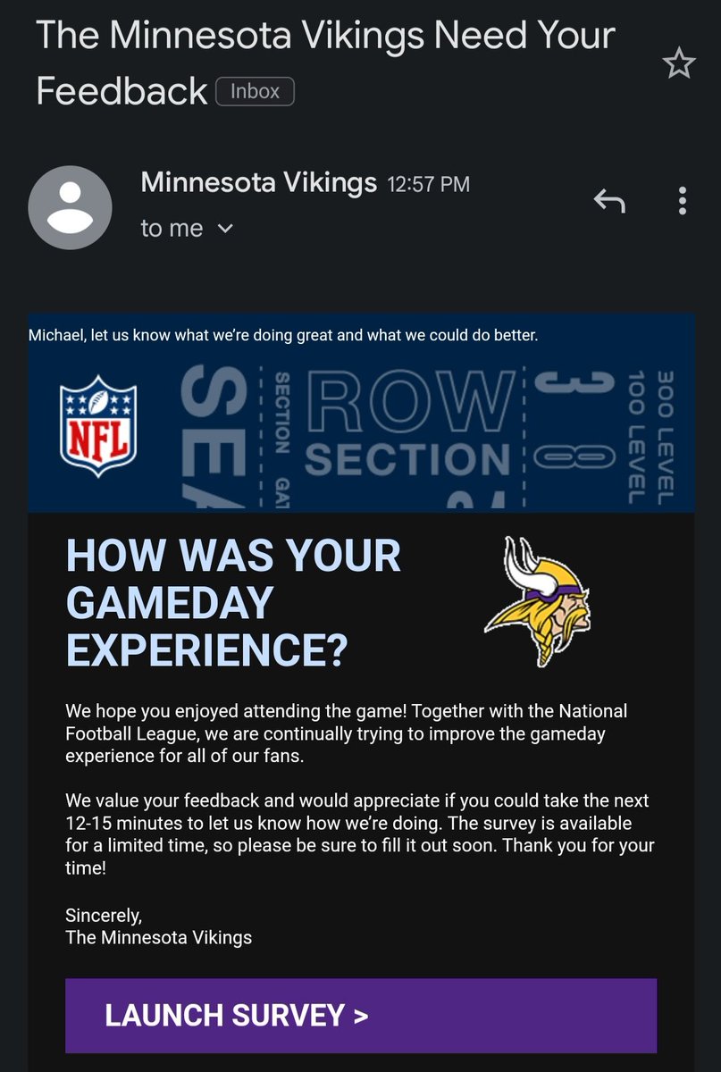Michael_Netko's tweet image. Hey @Vikings @NFL 
I did not attend the game this weekend, but if you invite me to one, I&apos;ll happily provide feedback!