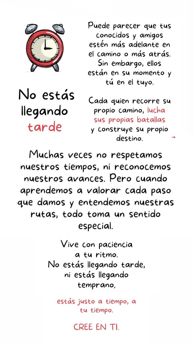 Por si necesitáis leerlo hoy y siempre 
No estáis llegando tarde ⏰❤️‍🩹