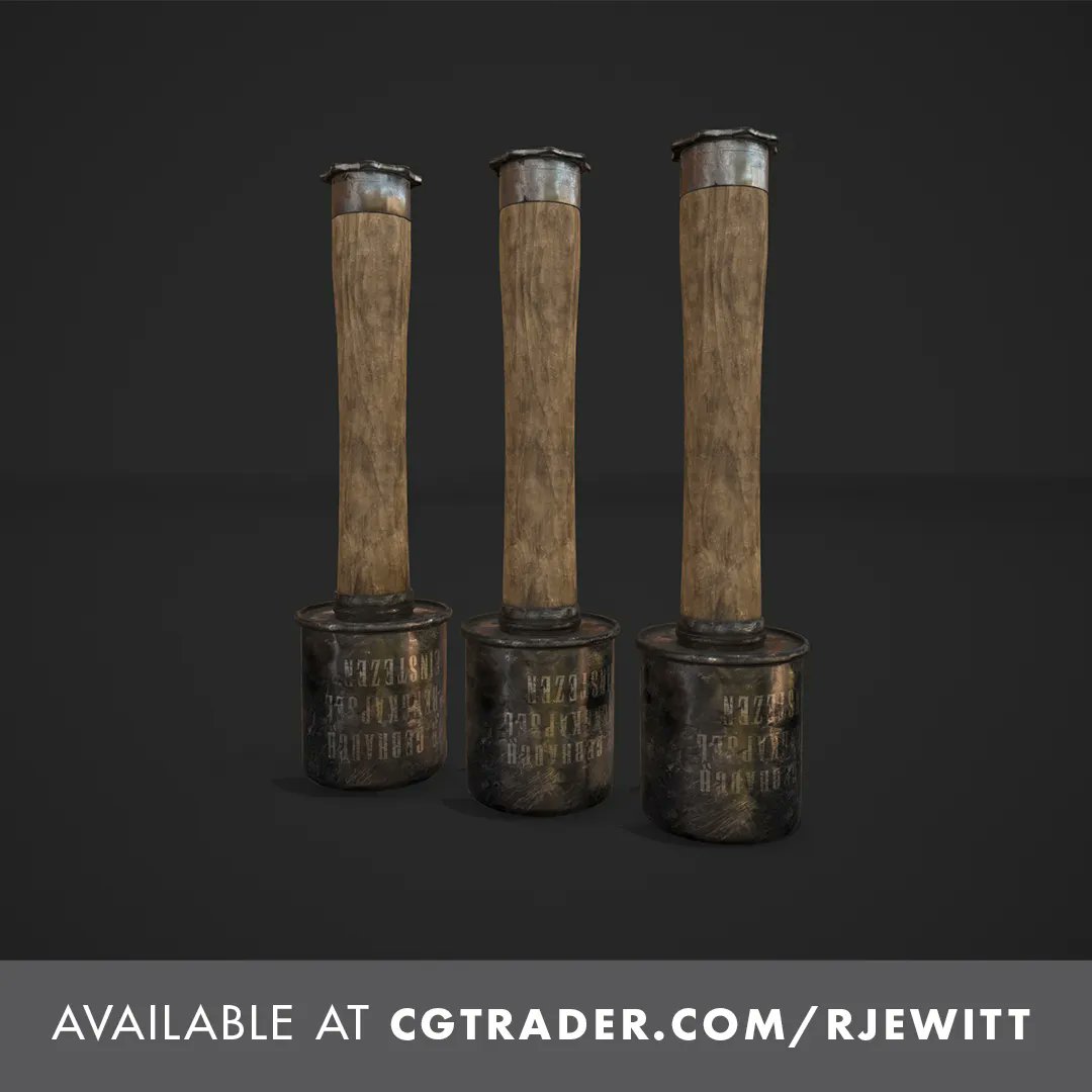 RyanJewitt3D's tweet photo. 🔥 Immerse yourself in a historic masterpiece! 🌍 Introducing a meticulously crafted digital 3D model, an authentic representation of the iconic World War I German Hand Grenade https://t.co/MvETvXsXse  #3DModel #GameAsset #Blender #CGTrader #HistoricalGaming #WWIGameAssets https://t.co/cWJGGbgZwm