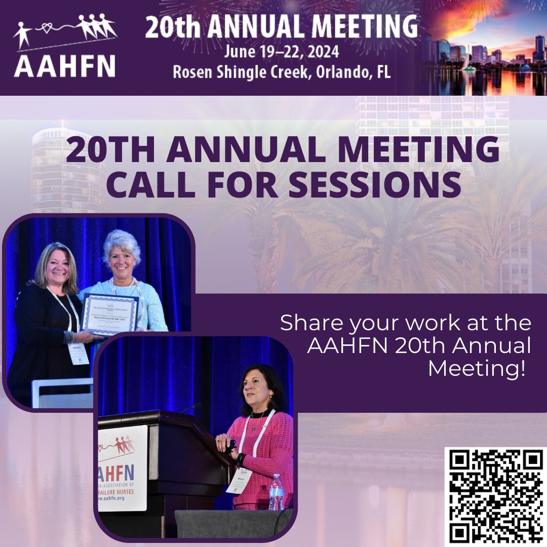AAHFN's tweet photo. Call for sessions for AAHFN's 20th Annual Meeting are open! 

Don't miss this opportunity to share your work at the 20th Anniversary of AAHFN's Annual Meeting❤️
https://t.co/2r8CHsq45F
#aahfn #callforsessions #20thAM https://t.co/v3nMDnhRbV