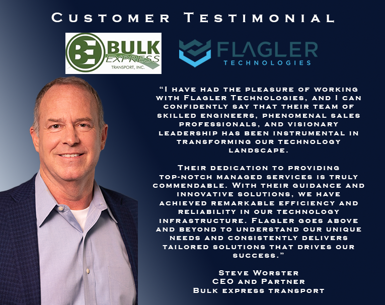 flaglerio's tweet photo. Real customers, real stories. Discover why Steve Worster loves our Managed Services. Thank you for sharing your experience with us! #customertestimonial #happycustomer #testimonialtuesday https://t.co/a2BW6MHlST