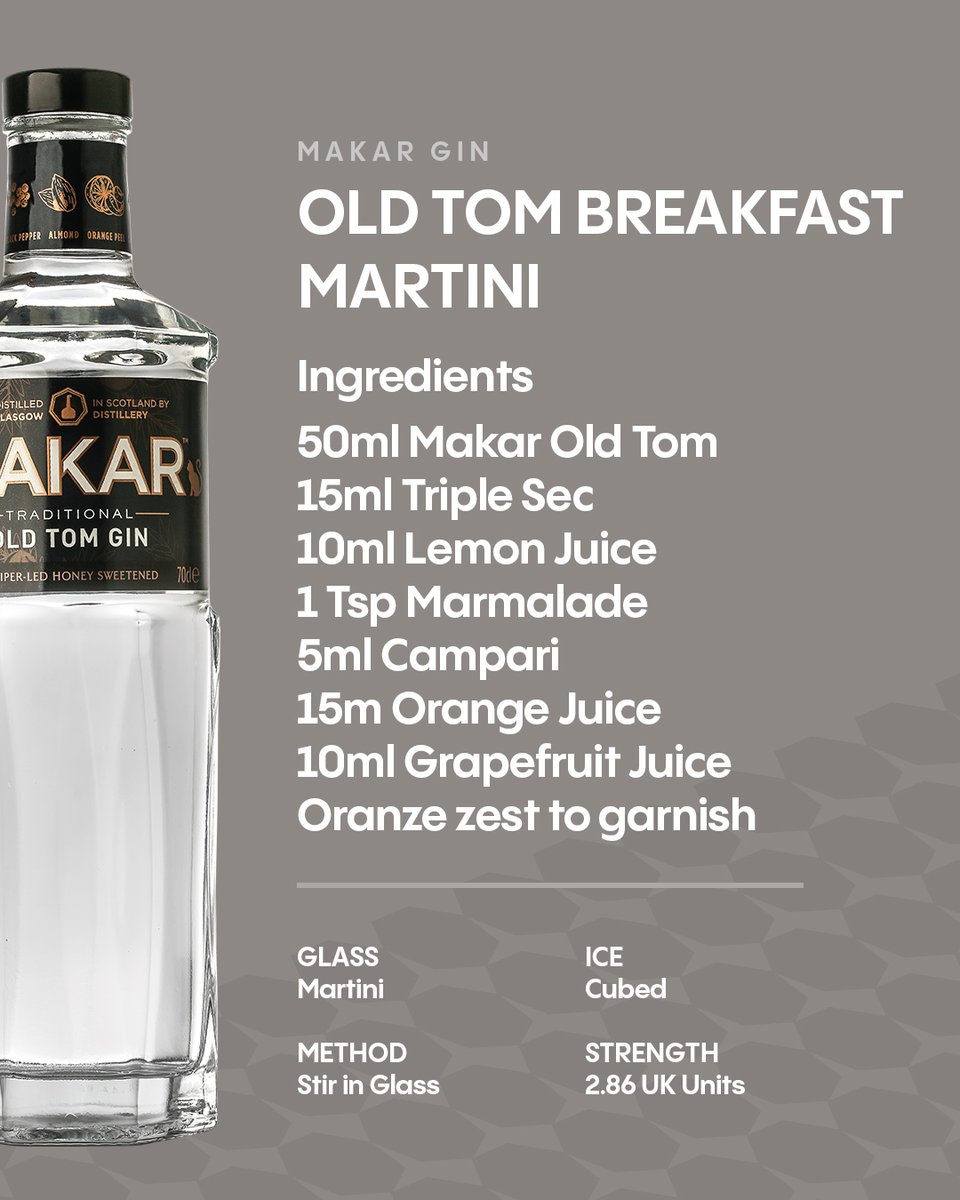 MakarGlasgowGin's tweet photo. Old Tom Breakfast Martini

Originally developed by legendary bartender Salvatore Calabrese and also known as ‘The Marmalade Cocktail’.

Find this recipe alongside over 20 different recipes on our website, here’s a link: https://t.co/vUDhaKxz0w https://t.co/MLd9Wb3foD