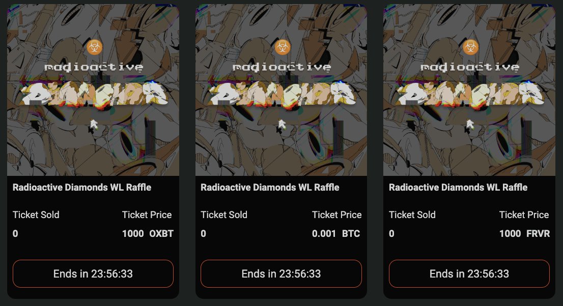 Diamonds are Forever 💎🧡

We are proud to partner with <a href="/OrdinalDiamonds/">Ordinal Diamonds</a> to host their WL raffle on our platform utilising #Bitcoin &amp; #BRC20!

🪙 3 Currencies: $OXBT, $FRVR &amp; $BTC
🎫 5 WL Spots
⌛️24 Hours
➡️ Participate: genzero.app/raffles

Good luck to all who participate!