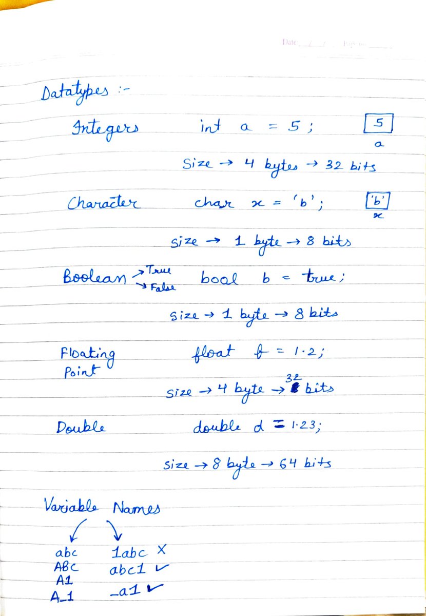 TTapya's tweet photo. Learnt about datatypes, how data (positive and negative numbers and characters) is stored in memory.
#100days https://t.co/6YHoyQ5uAk