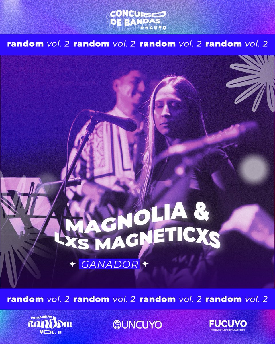Estas son las bandas seleccionadas para el festival #PrimaveraRandom de la <a href="/UNCUYO/">UNCUYO</a> 
Felicitaciones y nos vemos en la mentoría.! 🚀