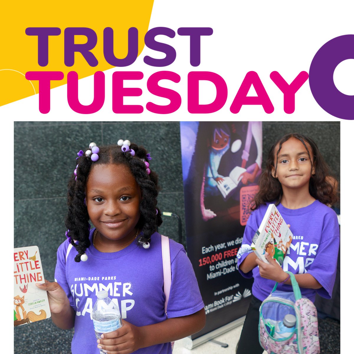 childrenstrust's tweet photo. Today is #TrustTuesday and we would like to highlight @MiamiBookFair as our trusted provider for the day. The Trust is proud to collaborate with them on initiatives such as #BooksForFree, which helps promote early learning and literacy for children in Miami-Dade County. Here's some feedback from a parent who participated in this program:
"When we come in and she sees the bookshelf, she immediately runs over to see what's there. I'm so happy that those books are there. I know reading is important for kids so being able to come in pick one every so often -- we love it. We go home and read and sometimes she likes the same one over and over. I'm glad it's here. I think it's going to help her when she starts school -- she's going to be reading already probably! "-- Shelley J.
The mission of Miami Book Fair is to engage the community through accessible year-round programs that promote reading and support writers. Their vision is an inclusive, attentive and sustainable community of writers, readers and collaborators across all disciplines and cultures. A Miami connected to the world, and a world connected to Miami, through a vibrant, accessible exchange of ideas. #TrustTuesday #MiamiBookFair #MBF40
To find a bookshelf near you visit: https://t.co/Un7fRfcqtD