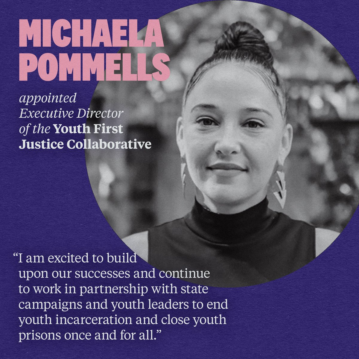 When organizing for youth justice it’s imperative to let youth voices lead the way. Michaela Pommells understands what it means to put youth first and I am so excited she has been chosen to be Executive Director of the Youth First Justice Collaborative! @NoKidsInPrison