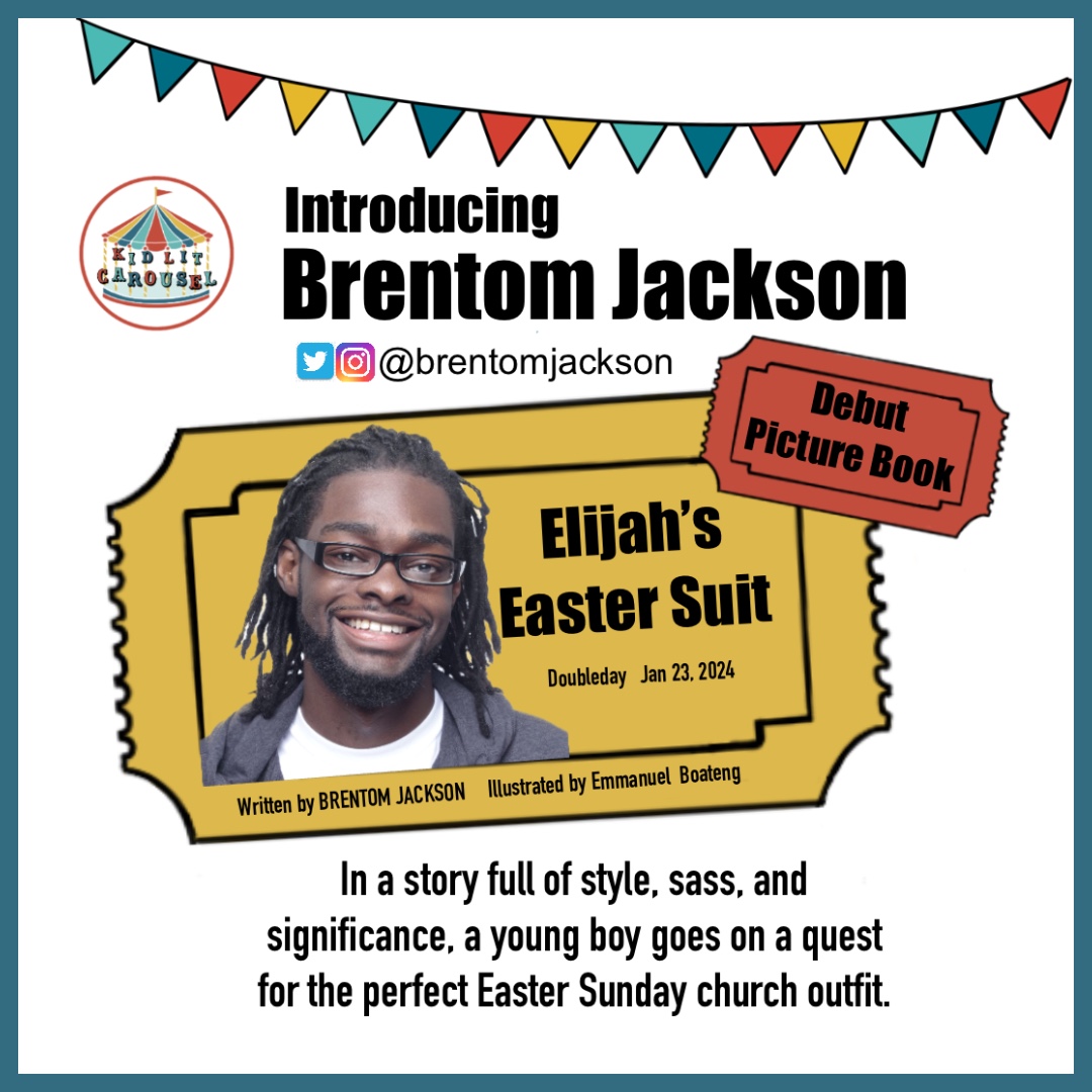 Meet #KidLitCarousel member @brentomjackson, whose #debut #picturebook✨ELIJAH'S EASTER SUIT✨illus. by Emmanuel Boateng, is coming from @doubleday on Jan 23, 2024 and is available for 🌠 pre-order now! #kidlit #holidaybooks #easterbooks #eastersuit #diversebooks