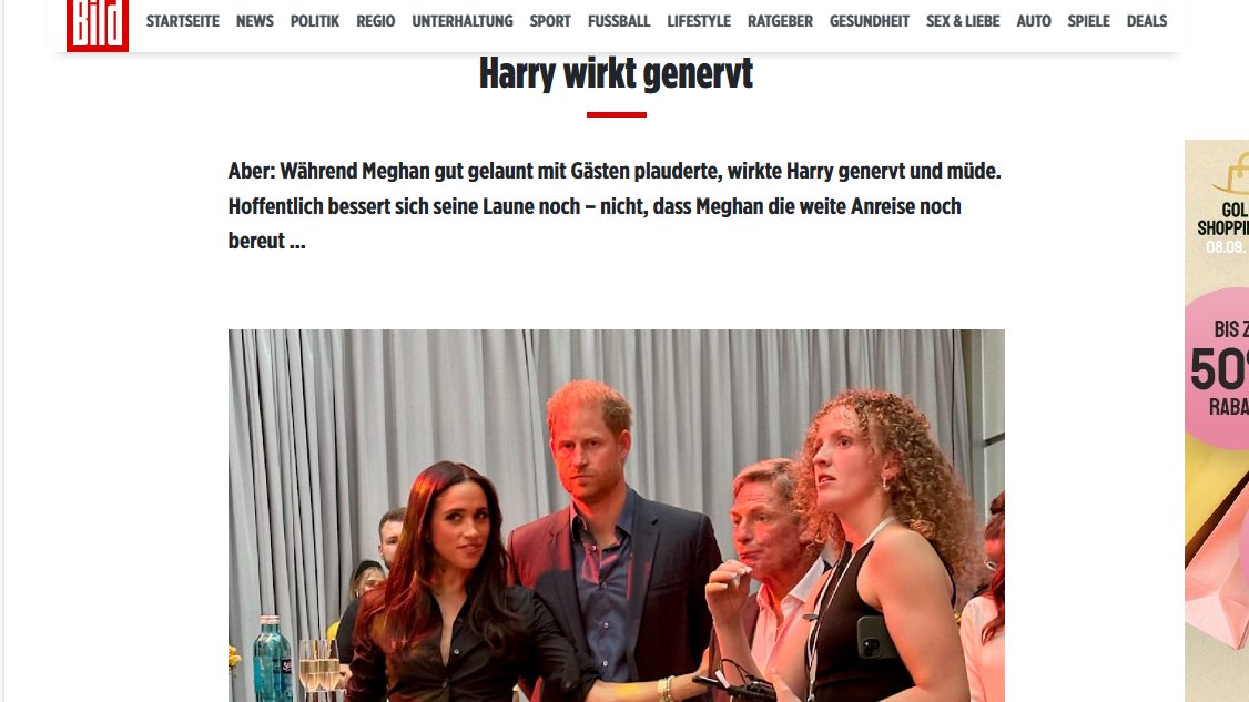 Karmicblitz's tweet image. Meghan is here to ruin Invictus Games

From Bild.de: (Translation)
"Harry Looks Annoye"
"While Meghan chatted with guests in a good mood, Harry seemed annoyed and tired. Hopefully his mood will improve - not that Meghan regrets the long journey..."