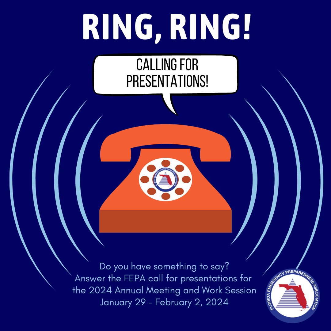 ☎ RING, RING! FEPA is calling... for presentations for the 2024 Annual Meeting and Work Session. Get your proposal in by Friday, September 15, 2023!

▶ Submit here: forms.office.com/pages/response…