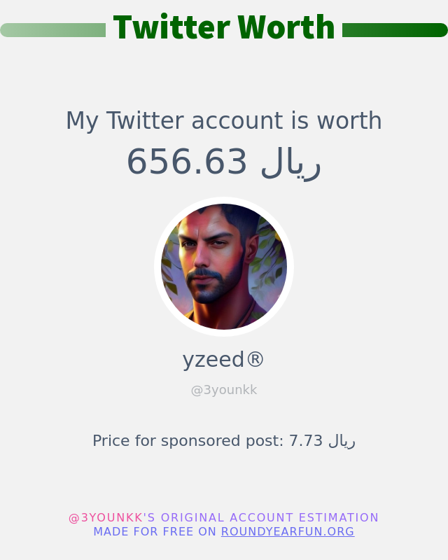 3younkk's tweet photo. قيمة حسابي على تويتر هي: ٦٥٦٫٦٣ ريال 

⬅️ https://t.co/X8xeF7AT0B https://t.co/riwizBTggJ
