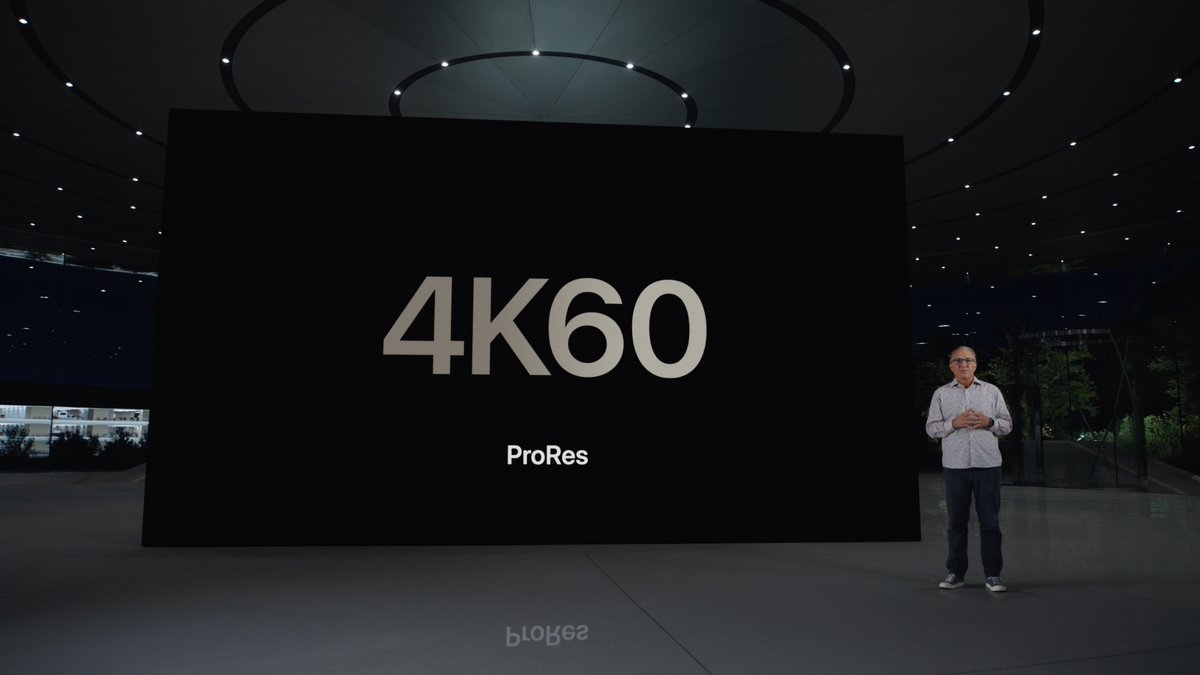theapplehub's tweet photo. iPhone 15 Pro can take up to 4K 60fps ProRes video! #AppleEvent https://t.co/2u1liM4A8H