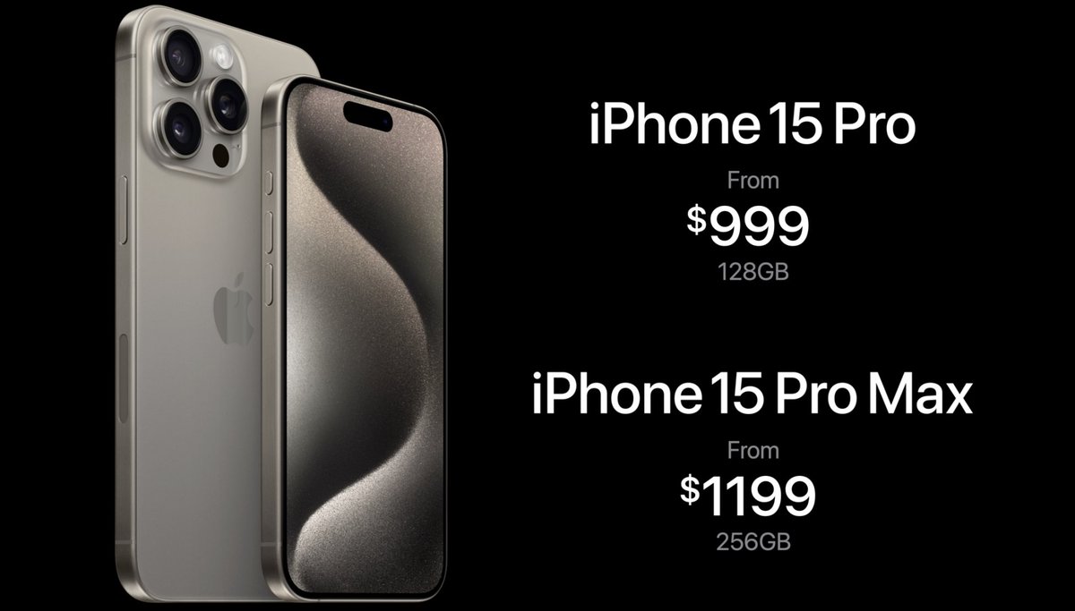 mashable's tweet image. ✨iPhone 15 Pro specs and prices✨ #AppleEvent