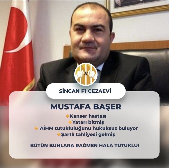 MiyaKontesss's tweet photo. Kanser hastası Mustafa Başer yatarı bittiği halde tahliye edilmiyor. AİHM tutukluluğunu hukuksuz buluyor. Bir an once tahliye edilmeli.
@memduhtv
DenetimliSerbestlik Mağdurları https://t.co/MoIkHm4Btx