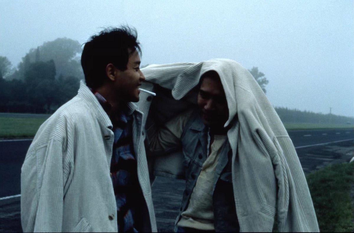 taesdawn26's tweet photo. tony leung and leslie cheung on the set of happy together (1997) https://t.co/BTbVInGfgC