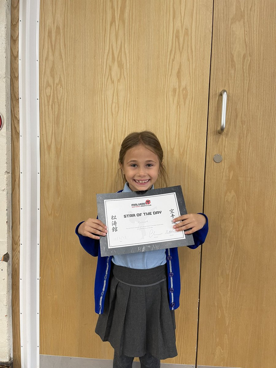MalvernKarate's tweet photo. Well done to Andreea who is our very first  Star of the Day in our Brand new after school Class at @StGregorysNeth 

Great Work Andreea!  

#karate #shotokan #kugb #liverpool  #schoolpartnership #netherley https://t.co/592z1ZOcSX