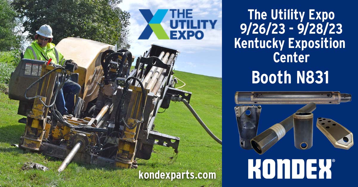 kondex's tweet photo. Calling all Utility Contractors attending @TheUtilityExpo . Stop by booth N831 to learn more about Kondex #DrillDefender HDD components and how they can reduce jobsite costs thanks to our patented laser cladding wear protection. https://t.co/2TvRSczQXw