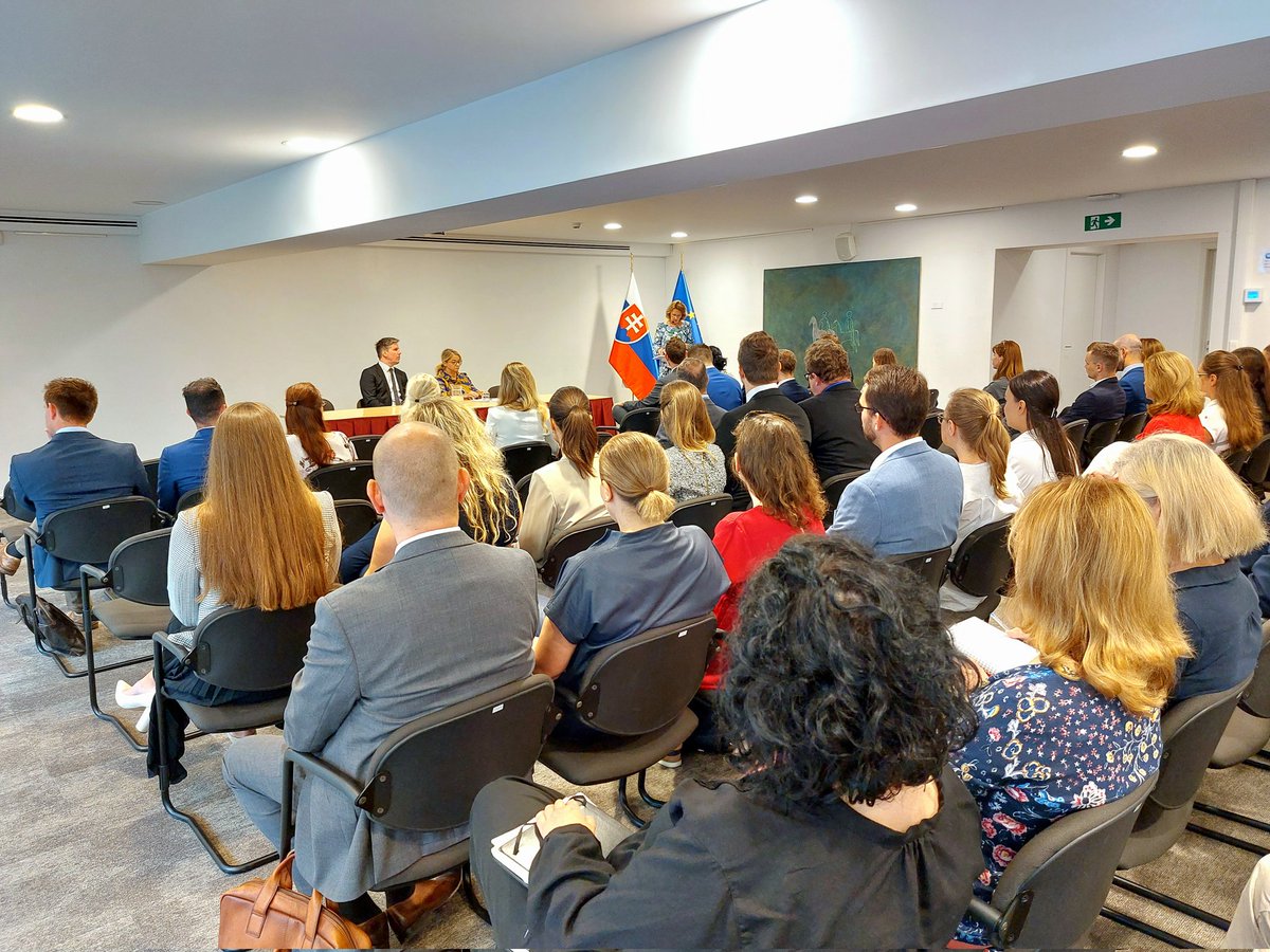 SLOVAKIAinEU's tweet photo. Today 🇸🇰 Slovak ambassadors to the #EU🇪🇺 greeted the @SLOVAKIAinEU staff &amp; welcomed the newcomers👋

🆕 diplomatic season will be full of challenges accross all the areas - close #cooperation &amp; #coordination will be 🔑 in overcoming them.

#StaffMeeting #WeAreEU #StrongerTogether https://t.co/Sbr04S6JMb