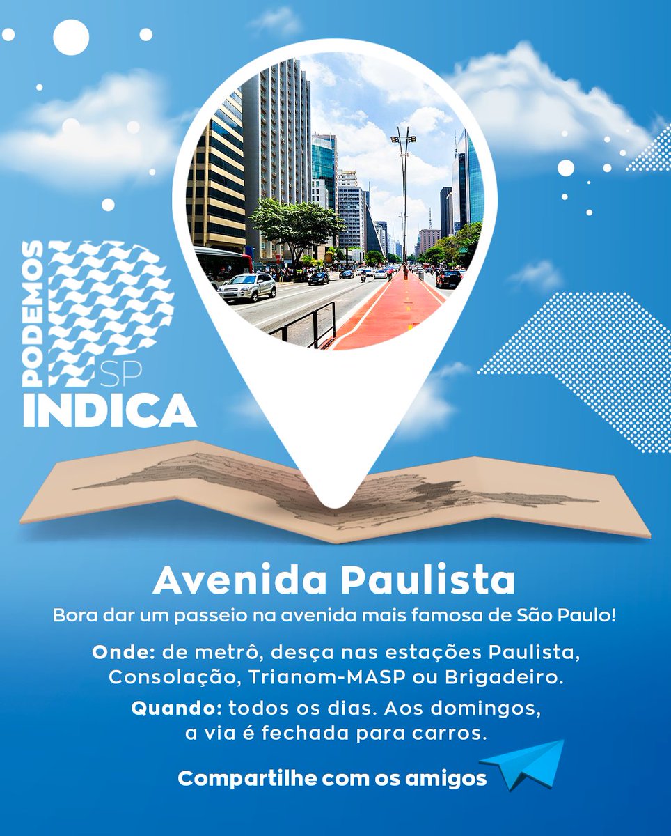podemos19sp's tweet photo. Na Paulista, você encontra de tudo um pouco. Vale nem que seja para caminhar, andar de bicicleta na ciclovia central ou visitar um dos espaços culturais, como o mundialmente conhecido MASP!

O melhor jeito de chegar lá é de metrô pelas linhas verde ou amarela. https://t.co/RvbU4uHiPR