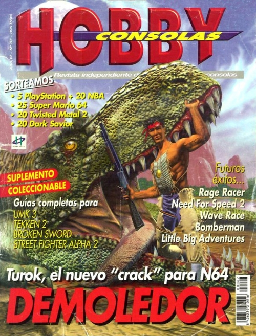 HCteca's tweet photo. Desglosando un número de la revista Hobby Consolas (casi) cada día. Hoy, el #67

· 22 juegos analizados (con nota)
· Turok: Dinosaur Hunter (Nintendo 64) es el primer juego analizado, por Manuel del Campo (@manu_delcampo)
· Turok: Dinosaur Hunter (Nintendo 64) es el juego con mejor nota: un 96
· Tempest X3 (PlayStation) es el juego con peor nota: un 70
· 87,59 es la nota media entre todos los análisis
· PlayStation es la consola con más juegos analizados: 12
· Sonia Herranz (@soniaherranzz) es la redactora con más análisis: 8

¡Mañana, el #68!