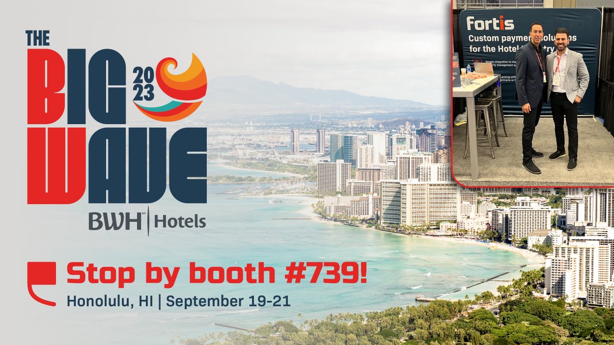 FortisPay's tweet image. Aloha from #TeamFortis! Join us at booth 739 during the Best Western Annual Convention in Honolulu, Hawaii! Learn how we empower Best Western property owners with secure, low-cost payment solutions via award-winning tech. Click here hubs.ly/Q021_2vT0 to set up a meeting!